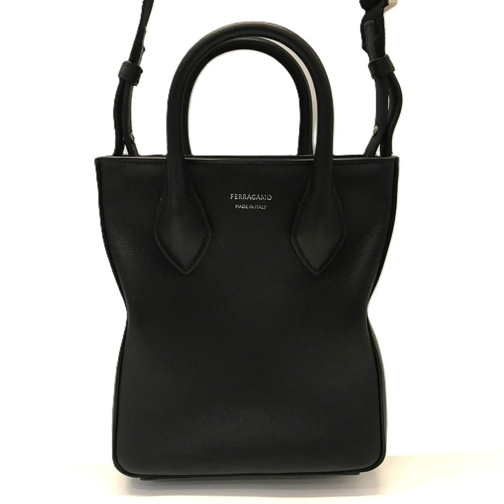 Salvatore Ferragamo Ferragamo Print Leather Crossbody Bag Mini Tote Black 241...